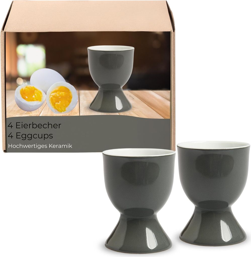 Eierbecher 4er Set, Ø 5x7 cm, in Grau aus Keramik