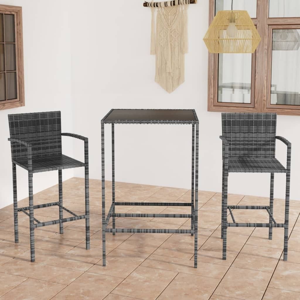 "2026 Promotion" 3-tlg. Gartenbar-Set Poly Rattan Grau - Gartenmöbelset CC3701