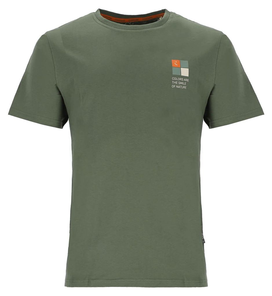 Coastguard Herren T-Shirt mit kleinem Print - Unifarbenes Kurzarm-Shirt mit Rundhalsausschnitt in Salbei-Sage Größe XXL