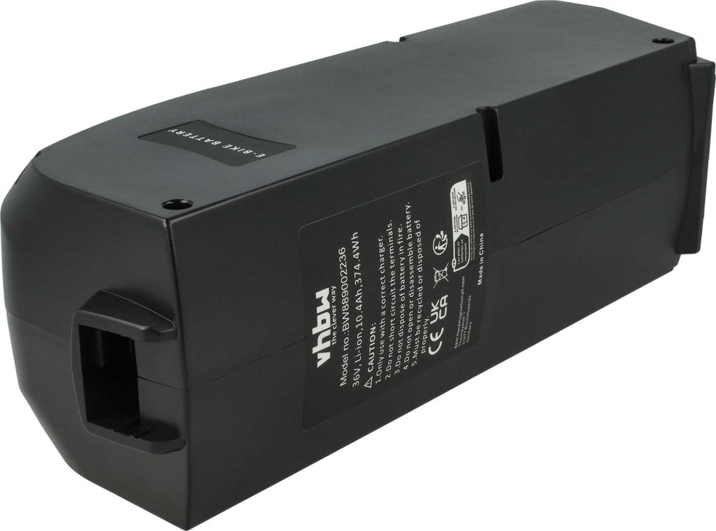vhbw Akku kompatibel mit Stevens E-Molveno Forma, LT, HT E-Bike (10,4 Ah, 36 V, Li-Ion) - Schwarz
