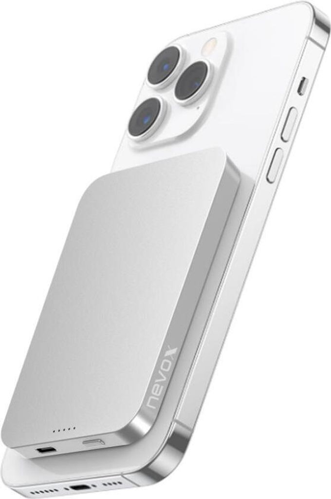 nevox Powerbank Magnetic 5.000mAh 15W MagSafe silber