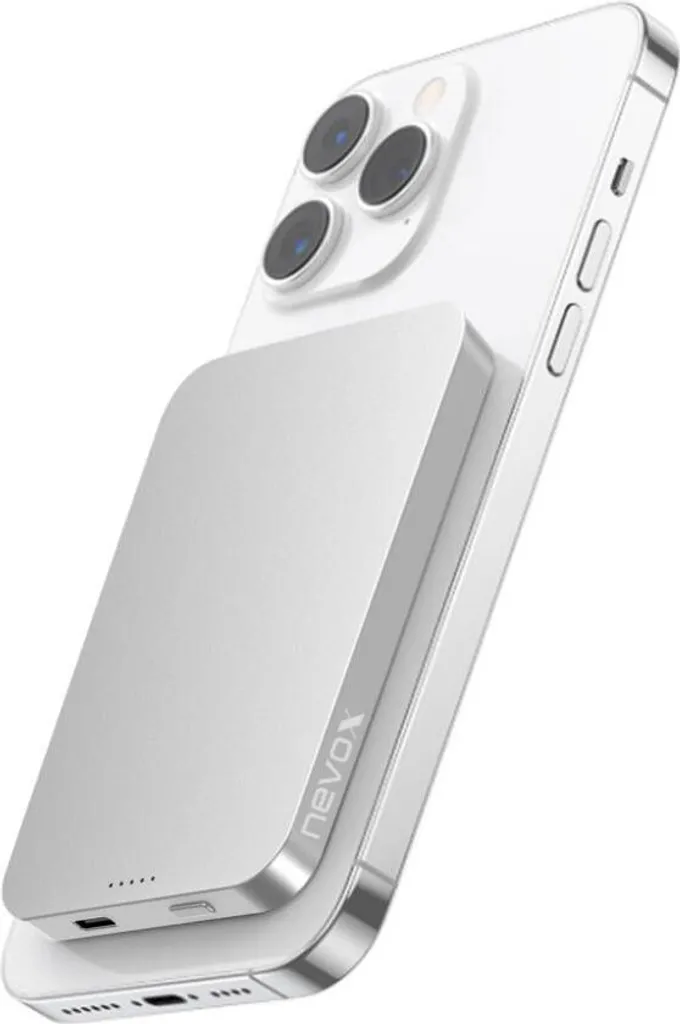 Powerbank Sans Fil 5000 mAh nevox PB-2292 en Argent Lithium Polymère