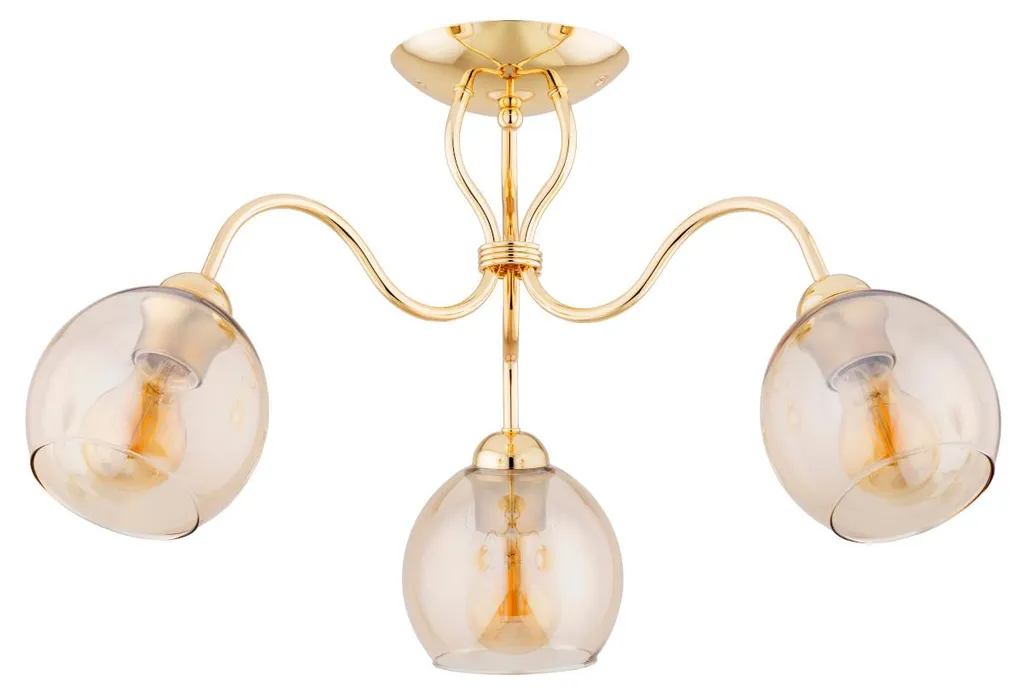 Luminaire de plafond chic en métal doré et ambre ARIEL pour salon élégant