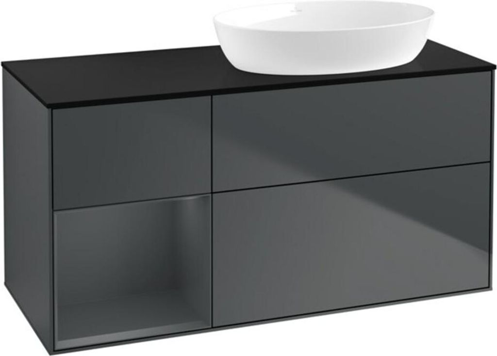 V&B Waschtischunterschrank Wandbeleuchtung Finion 120cm, Pl b m, Rg md m Lac, md bl. m Lac