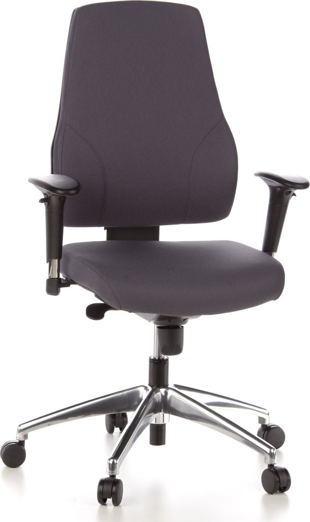 hjh OFFICE Profi Bürostuhl PRO-TEC 200 Ergonomischer Schreibtischstuhl mit Armlehnen (höhenverstellbar) Stoff Anthrazit Drehstuhl für Büro, Zuh...