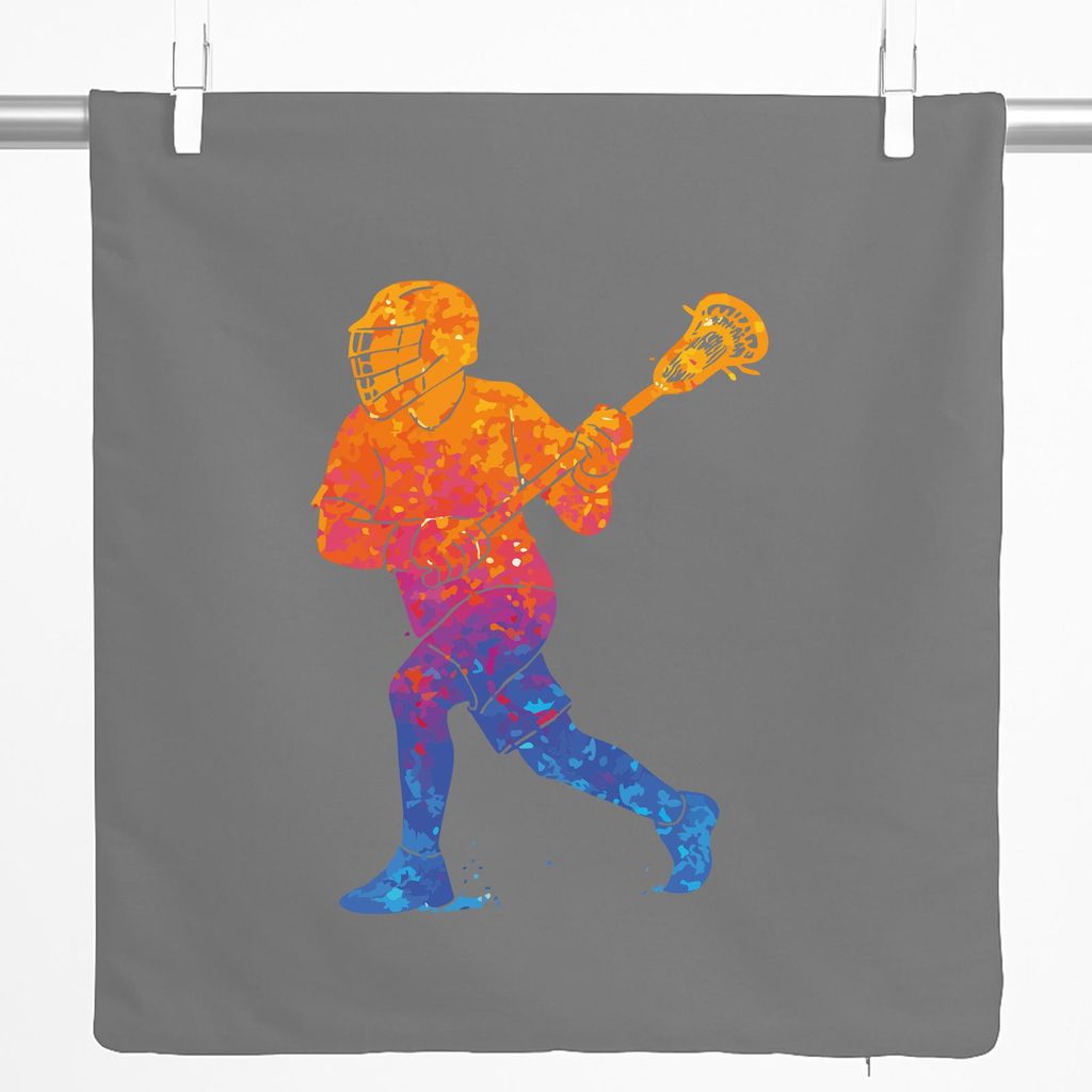 Huuraa Kissenbezug Lacrosse bunte Silhouette 40x40cm Steel Grey Baumwolle Dekokissenbezug Geschenkidee