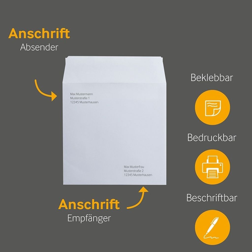 25 quadratische Briefumschläge Weiß 150x150 mm mit Produktbild 5