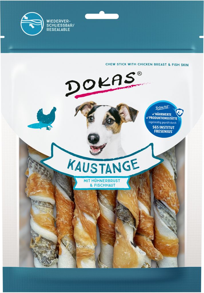 Dokas Kaustange mit Hühnerbrust & Fischhaut 10x150g | Huhn Produktbild 