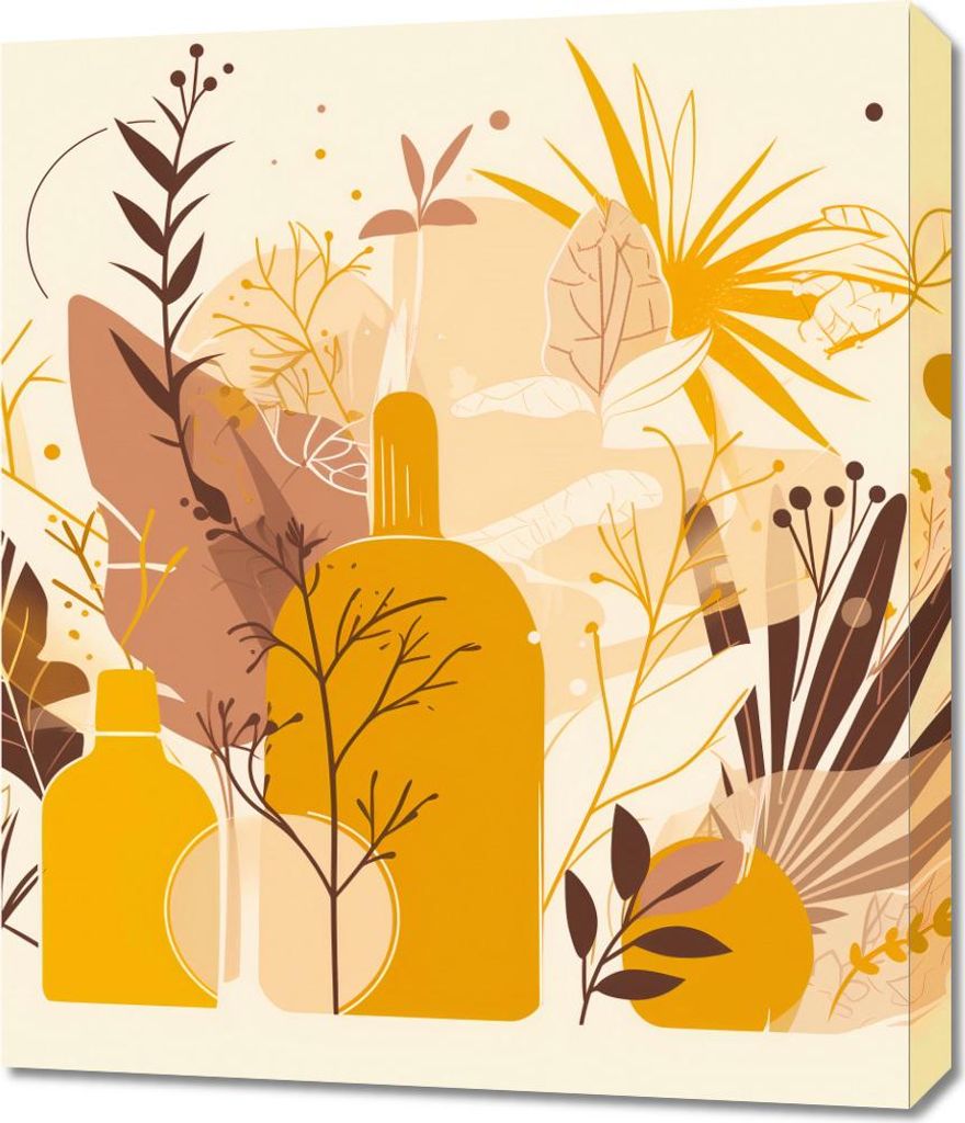 Bild 60x70cm Goldene Pflanzen