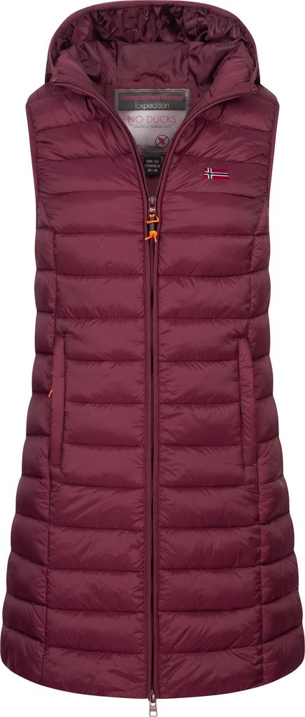 Damen Steppweste Kapuze Übergangs Frühlings Windbreaker Lang Weste