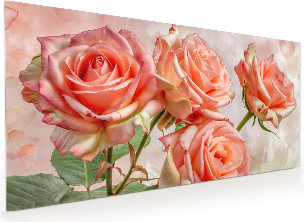 Küchenrückwand Spritzschutz Glas mit Motiv Rosen Bouquet 40 x 40 cm