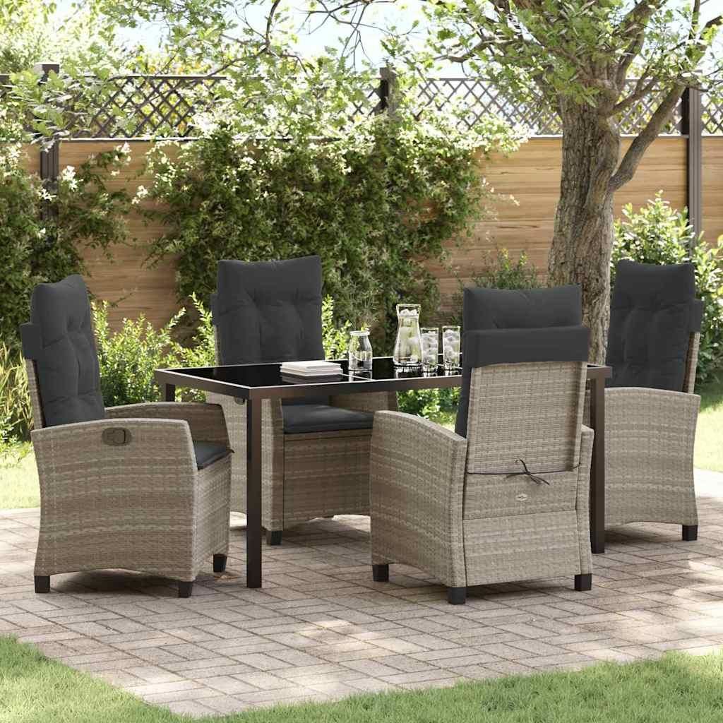Maison Exclusive - Garten Essgruppe mit Kissen 5 pcs Hellgrau Poly-Rattan