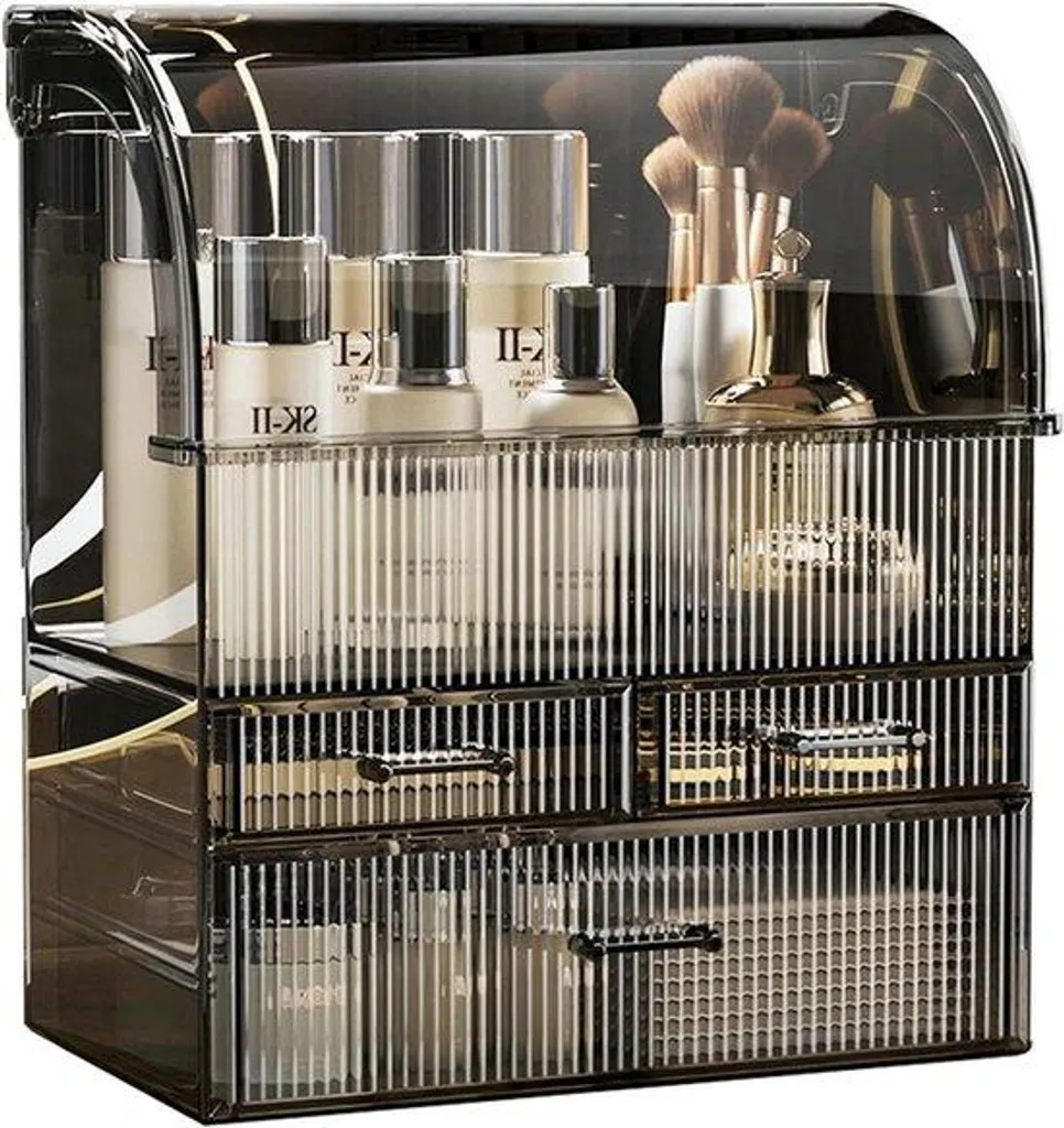 Organisateur de maquillage XL noir en acrylique et compartiments soins