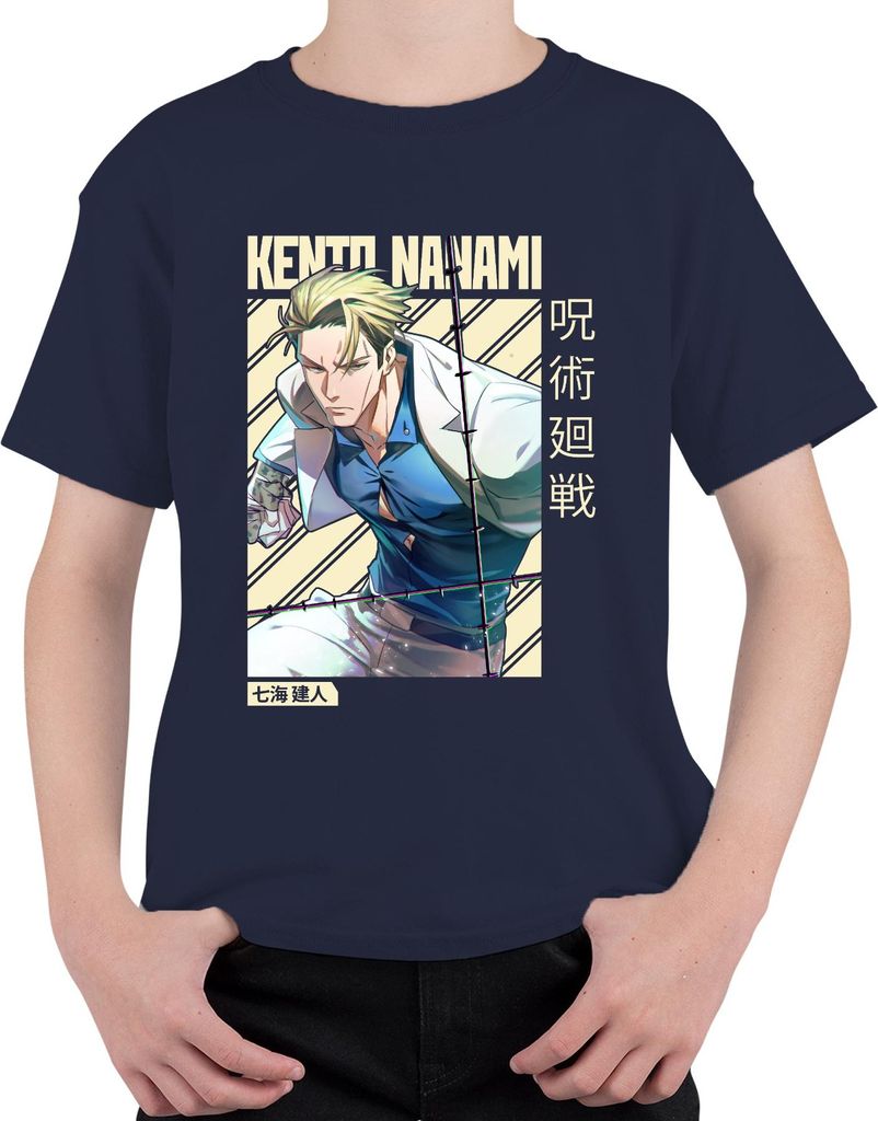 Kento Nanami Jujutsu Kaisen Anzug Krawatte Anime Geschenk Vintage Uni Kinder T-Shirt, Navy, 104