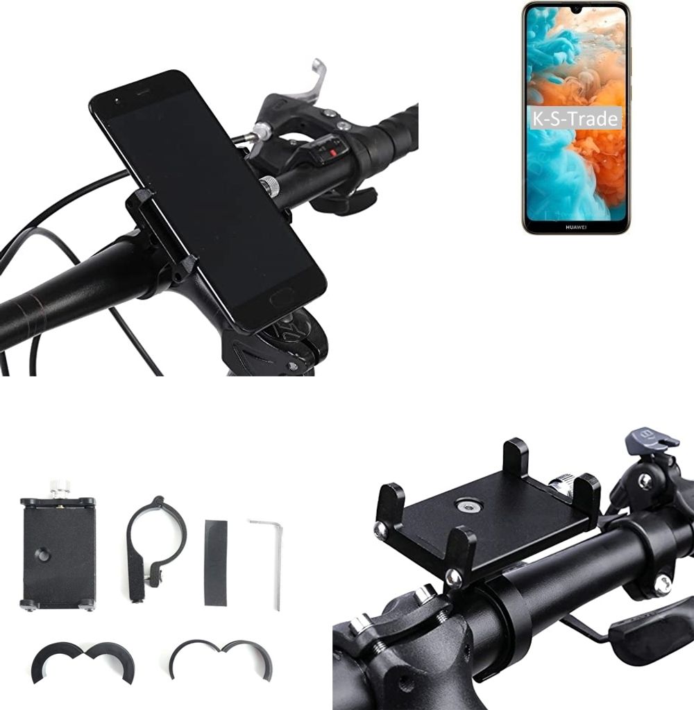 K-S-Trade Handyhalterung für das Fahrrad kompatibel mit Huawei Y6 2019 Halter Lenkstange Fahrradhalterung Motorrad Bike Mount Befestigung Smartphone