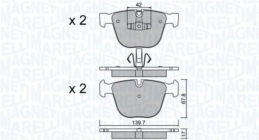 MAGNETI MARELLI Bremsbeläge Satz Hinten Bremsklötze für BMW 7 (F01, F02, F03, F04) 363916060845