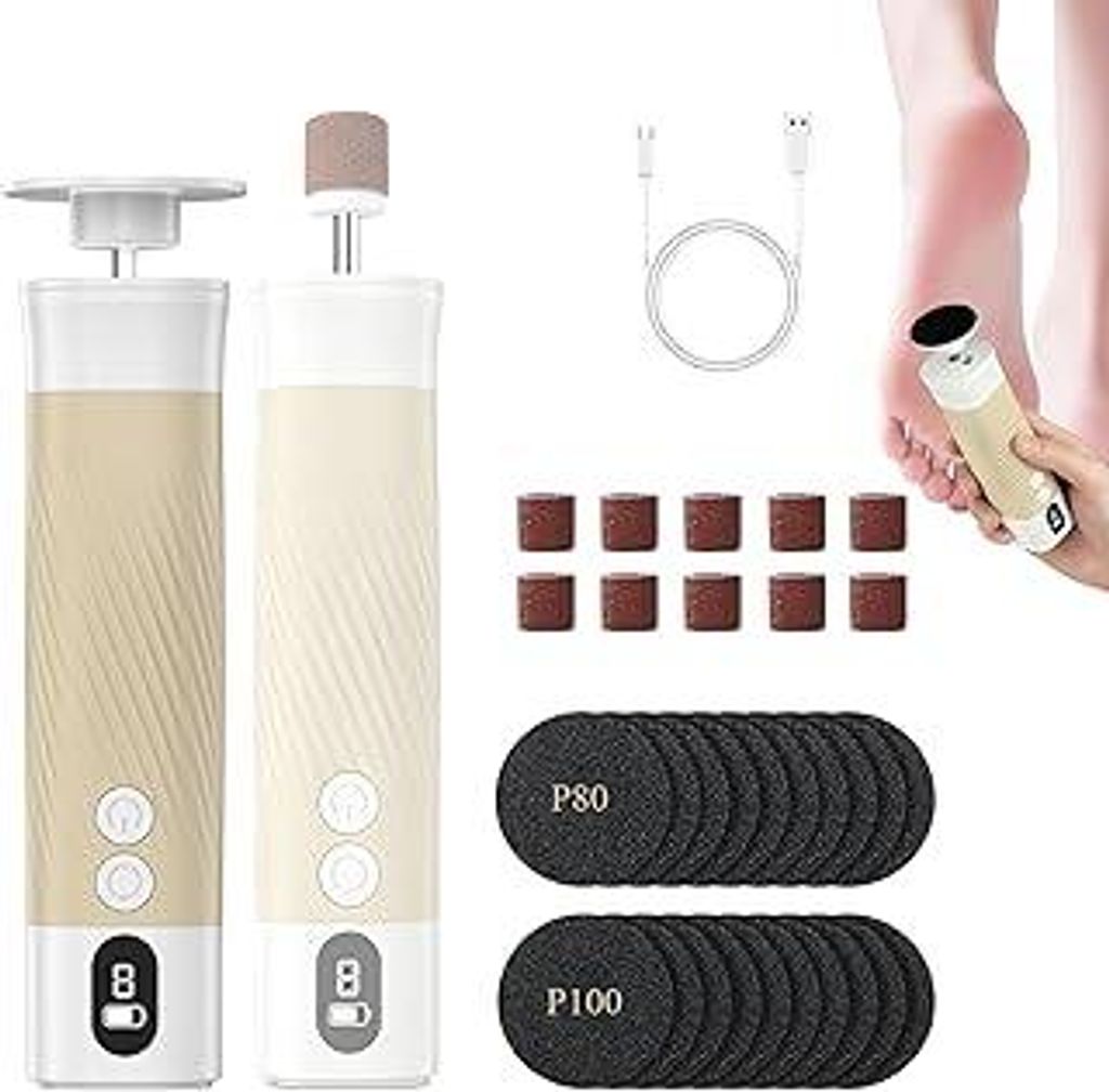 FELIXIZ Hornhautentferner Elektrisch, 2-in-1 kabellos Elektrischer Hornhautentferner mit 9 Geschwindigkeiten,Weicher Silikon Griff, LED Display & S...