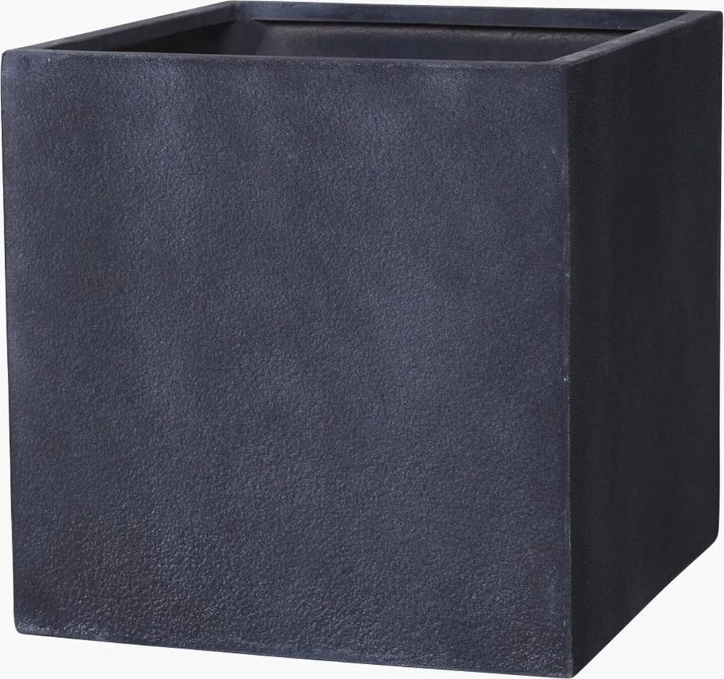 VIVANNO Pflanzkübel Fiberglas BLOCK Würfel, Kieselanthrazit Steinoptik - 50x50x50 cm