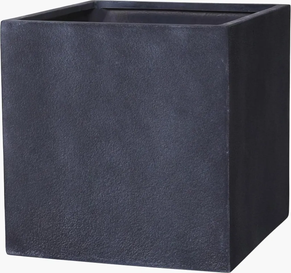 Jardinière carrée fibre de verre effet pierre pour terrasse et jardin