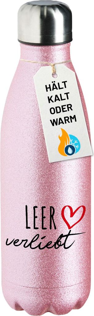 Huuraa Trinkflasche Leer verliebt 500ml Pink Edelstahl Wasserflasche Trinkflasche Geschenkidee