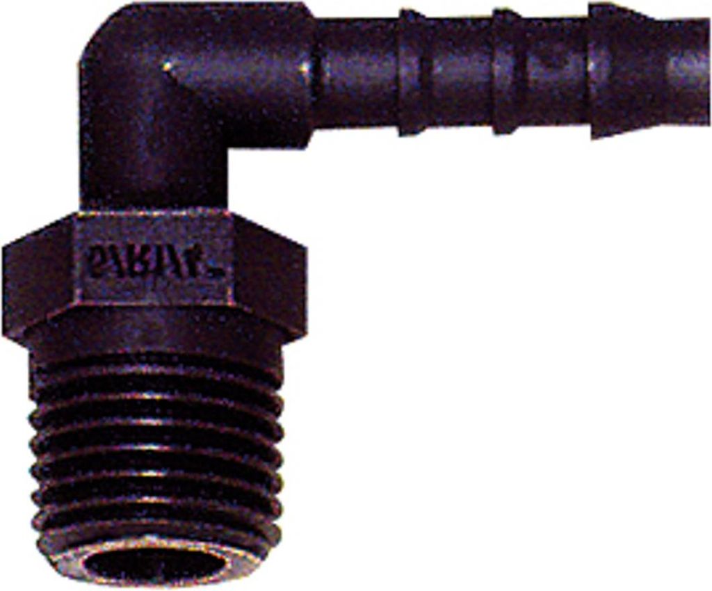 Riegler Winkel-Einschraubstutzen, R 3/8 a., für Schlauch LW 6 mm, PA 6