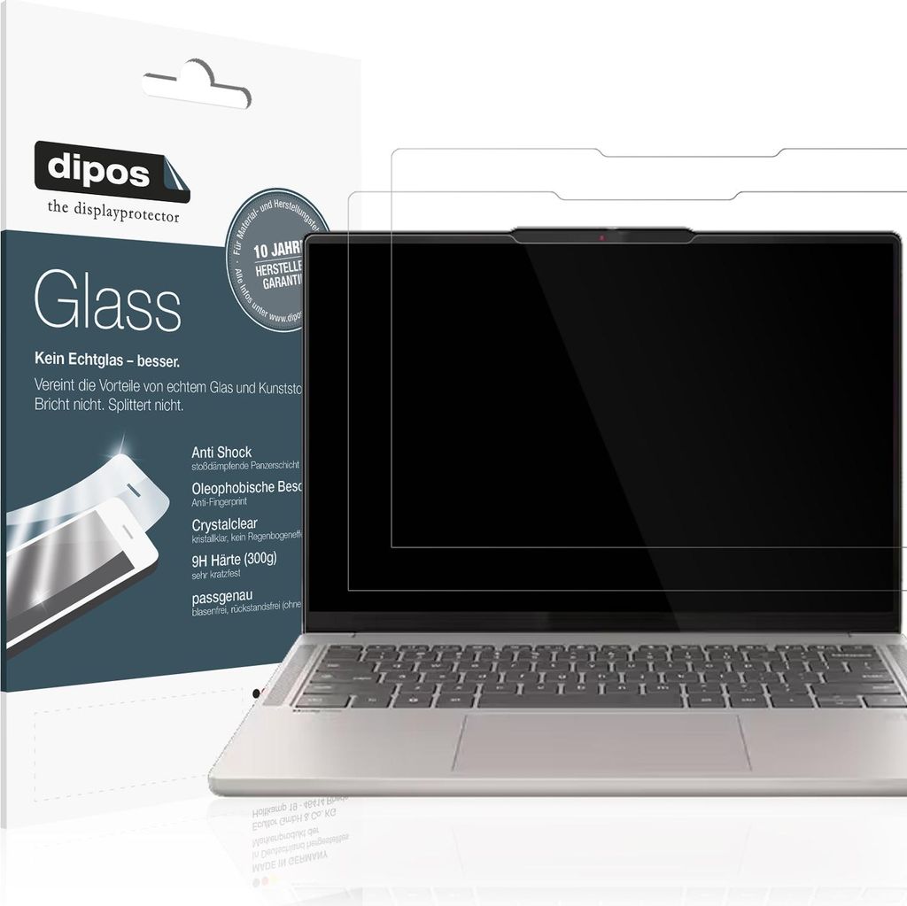 2x Schutzfolie für Lenovo Chromebook Plus Gen 10 14 Zoll - Anti-Shock 9H Folie dipos Glass Kunststoffglas