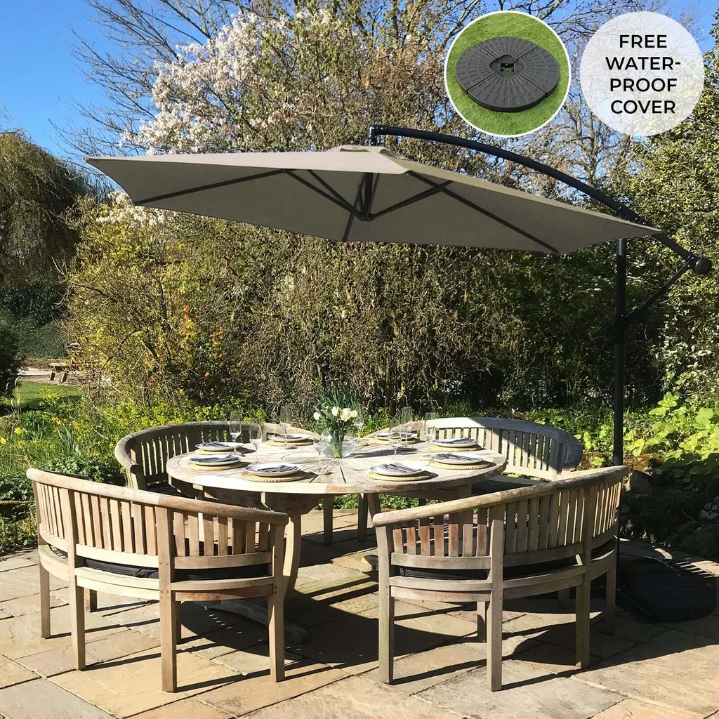 Parasol déporté 3m inclinable - Parasol de jardin rotatif gris anthracite