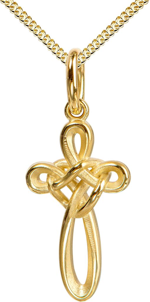 Anhänger-Kreuz mit Unendlichkeitszeichen für Damen Kettenanhänger Sterlingsilber vergoldet mit Schmuck-Etui und Kette