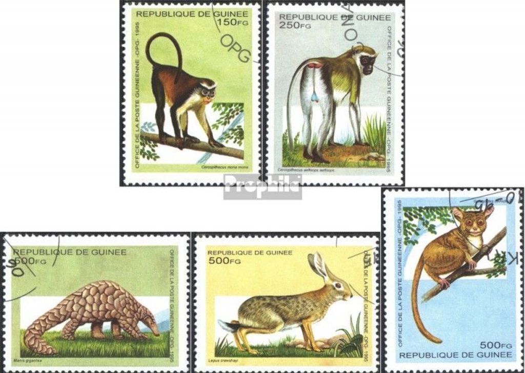 Briefmarken Guinea 1995 Mi 1533-1537 (kompl.Ausg.) gestempelt Afrikanische Tiere