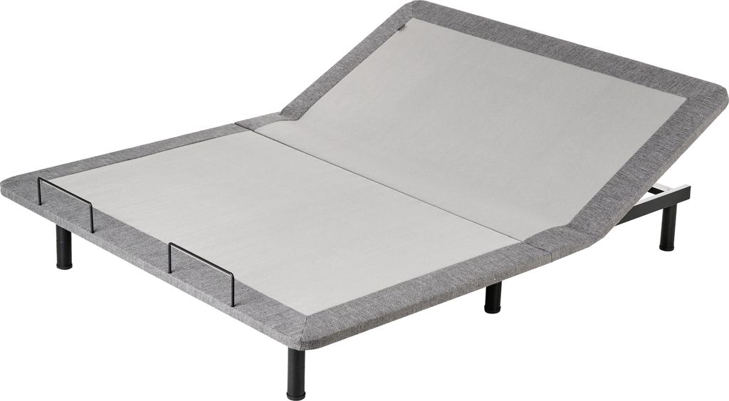 BELIANI Lattenrost Grau Gepolstert 160x200 cm Elektrisch Verstellbar mit Fernbedienung 4 Höhenverstellbare Beine Unterfederung für Doppelmatratze