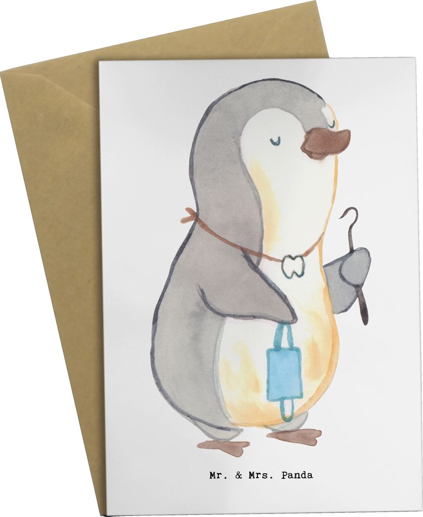 Mr. & Mrs. Panda Grußkarte Zahnmedizinischer Fachangestellter Herz - Weiß - Geschenk, hochzeitskarten, osterkarte, Grußkarten, einladungskarten,...