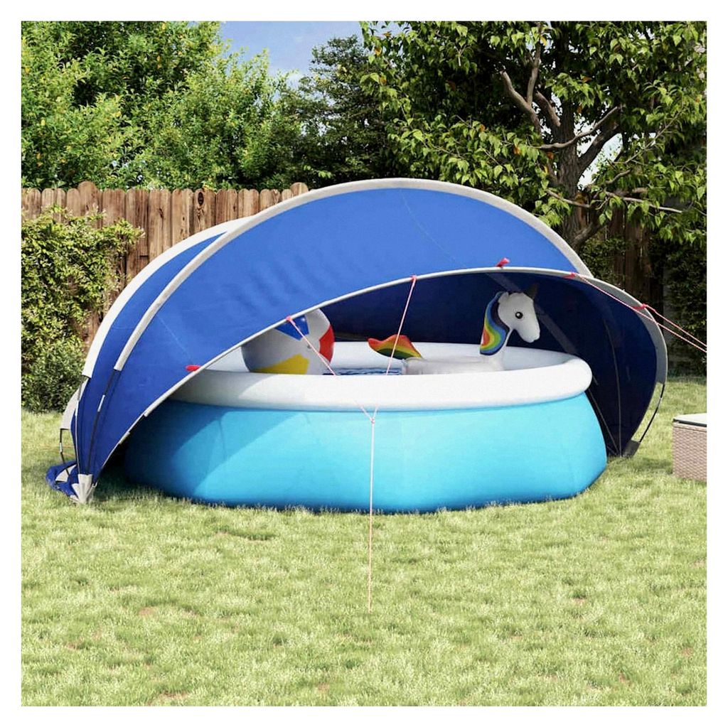 Faltbarer Pool-Dome Blau 405 x 405 x 192 cm mit UV-Schutz und wasserfester Technologie für Sommer, Camping, Garten und Terrasse