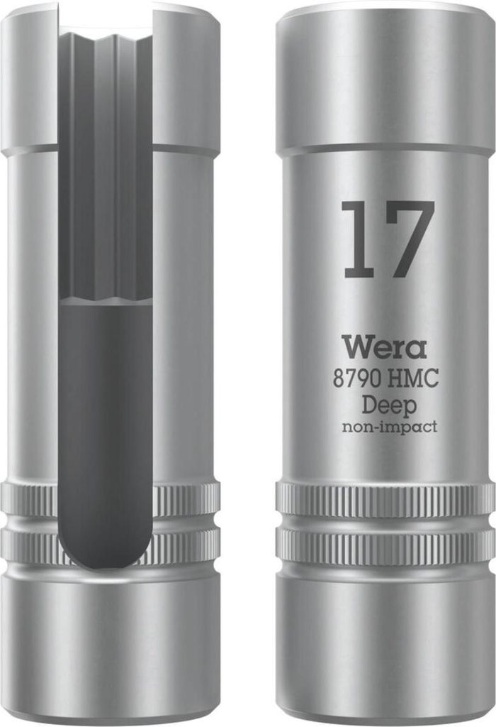 Wera 8790 HMC Deep Steckschlüsseleinsatz mit Ausschnitt am Schaft, mit 1/2 zoll-Antrieb, 17 x 76 mm