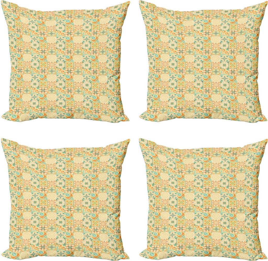 ABAKUHAUS Jahrgang Kissenbezug Set (4 Stück), Italienische Blumenmuster, Moderner Doppelseitiger Digitaldruck, 60 cm x 60 cm, Mehrfarbig