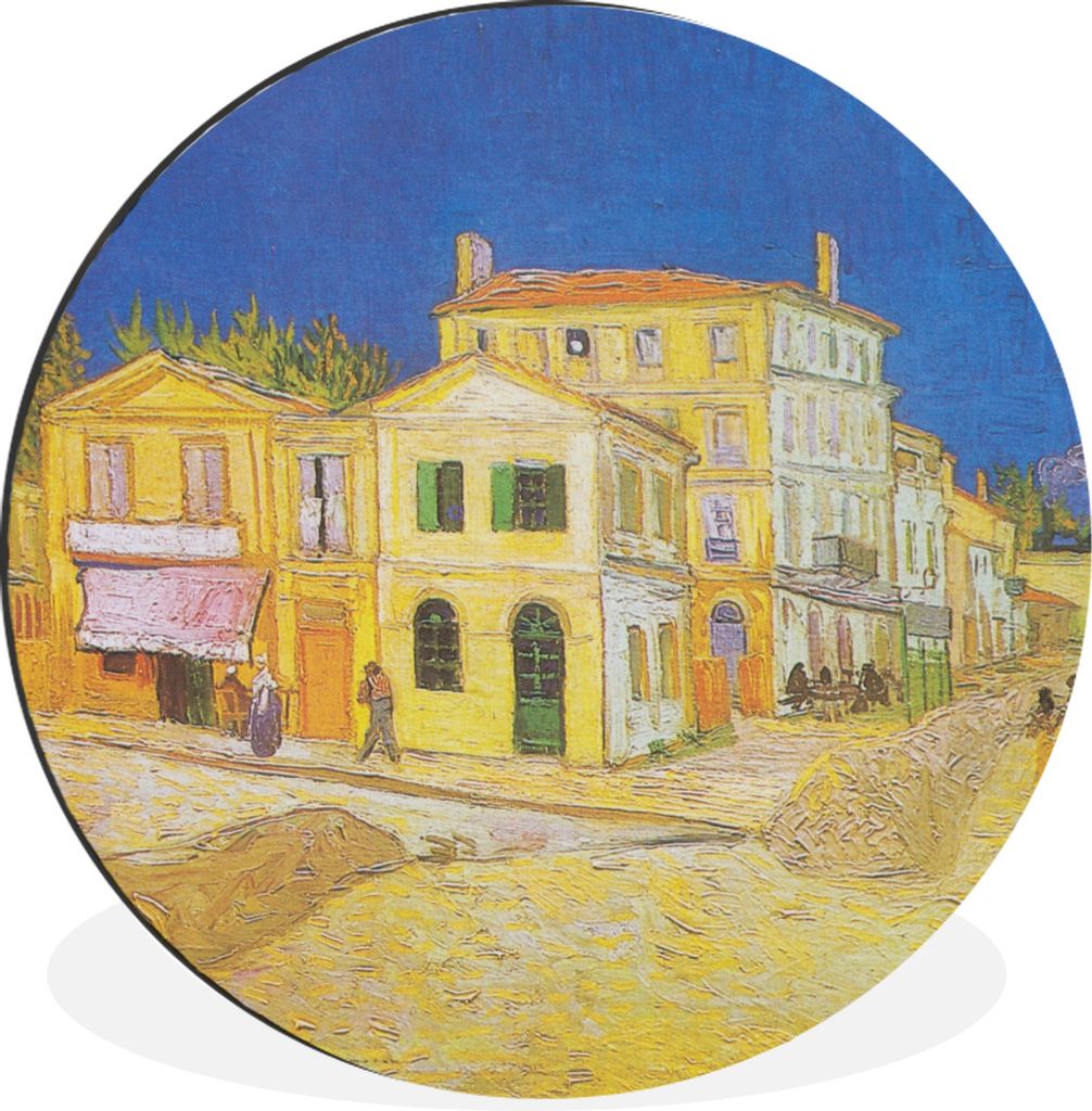 MuchoWow Aluminium Wandkreis Das gelbe Haus - Vincent van Gogh Ø 30 cm Wanddeko Modern Wohnzimmer - Wand Bild - Wohnzimmer - Runde Bilder - Alub...