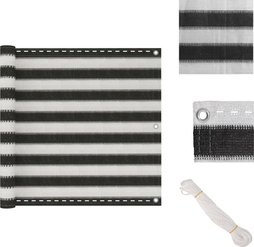 vidaXL Balkonsichtschutz HDPE 90x600 cm anthrazit und weiß - Sonnenschirme & Sonnenschutze