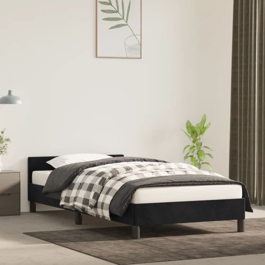 Maison Exclusive - Bettgestell mit Kopfteil ohne Matratze Schwarz 80x200 cm Samt