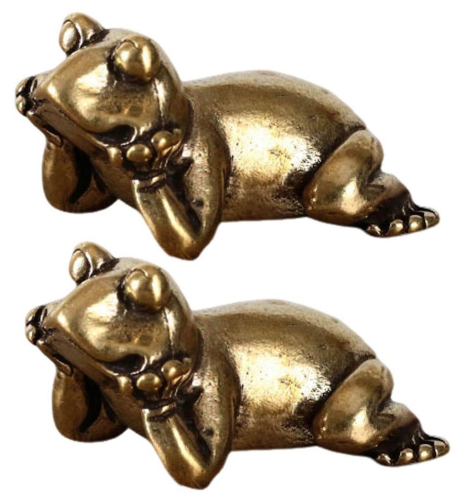 Froschfigur aus massivem Messing, Mini-Retro-Frosch-Ornament, Briefbeschwerer, Tee-Haustier, Miniatur-Frosch-Dekoration für den Schreibtisch, für...