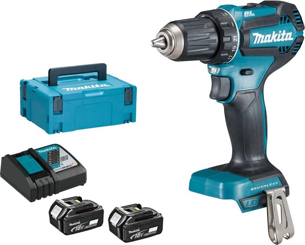 Makita Akku-Bohrschrauber 18V | 2x 3,0 Ah Akkus + Ladegerät Produktbild 
