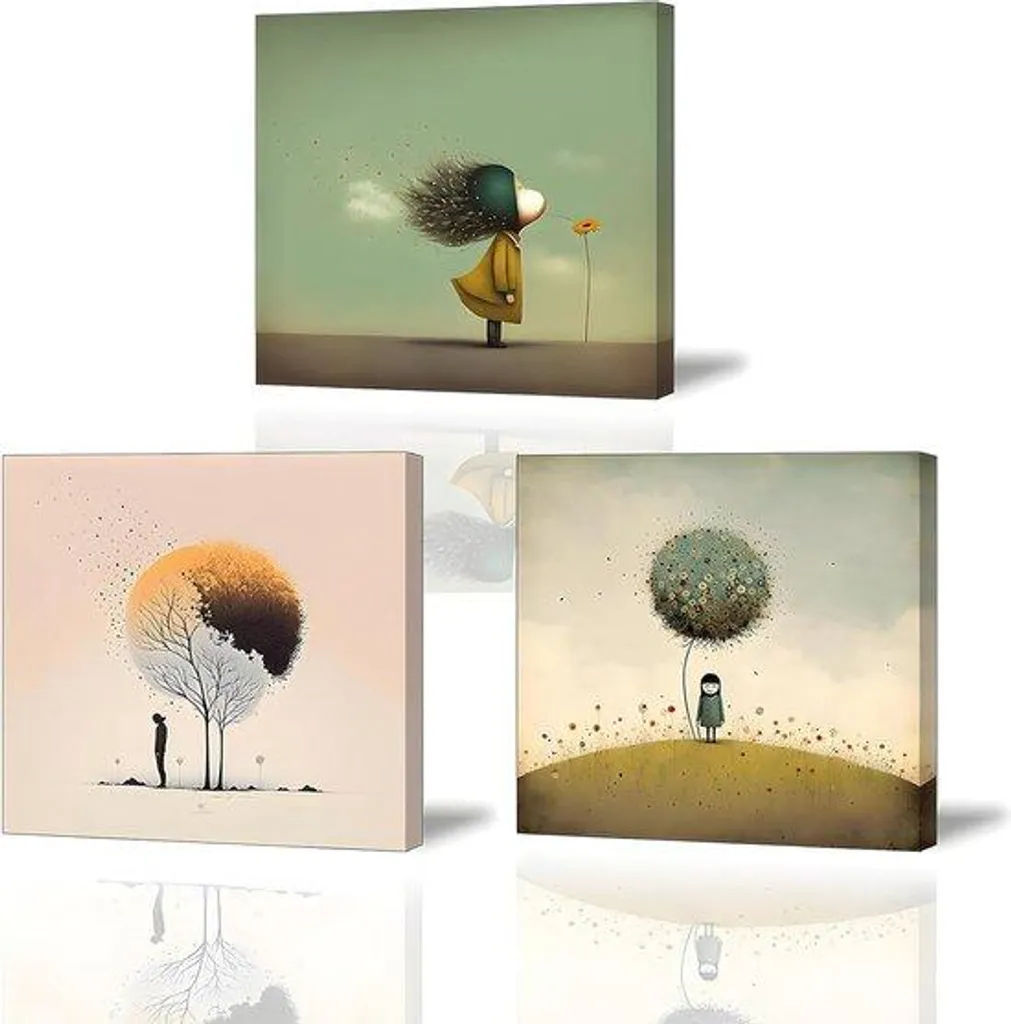 Tableau Filles à l'ombre : Lot de 3 impressions sur toile florales 40x60