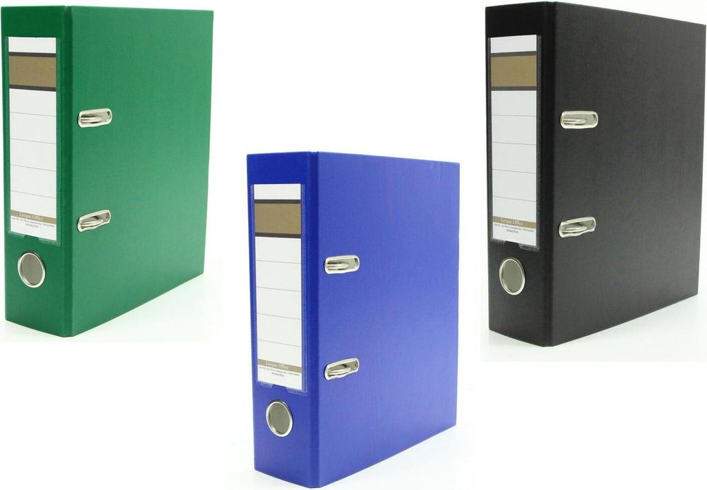 3x Ordner / DIN A5 / 75mm / Farbe: je 1x schwarz, blau und grün