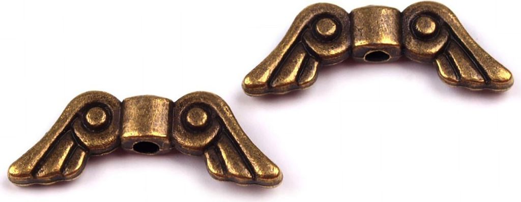 100 Zwischenelemente, Zierperle 'Engelsflügel', 5x15mm, altmessing