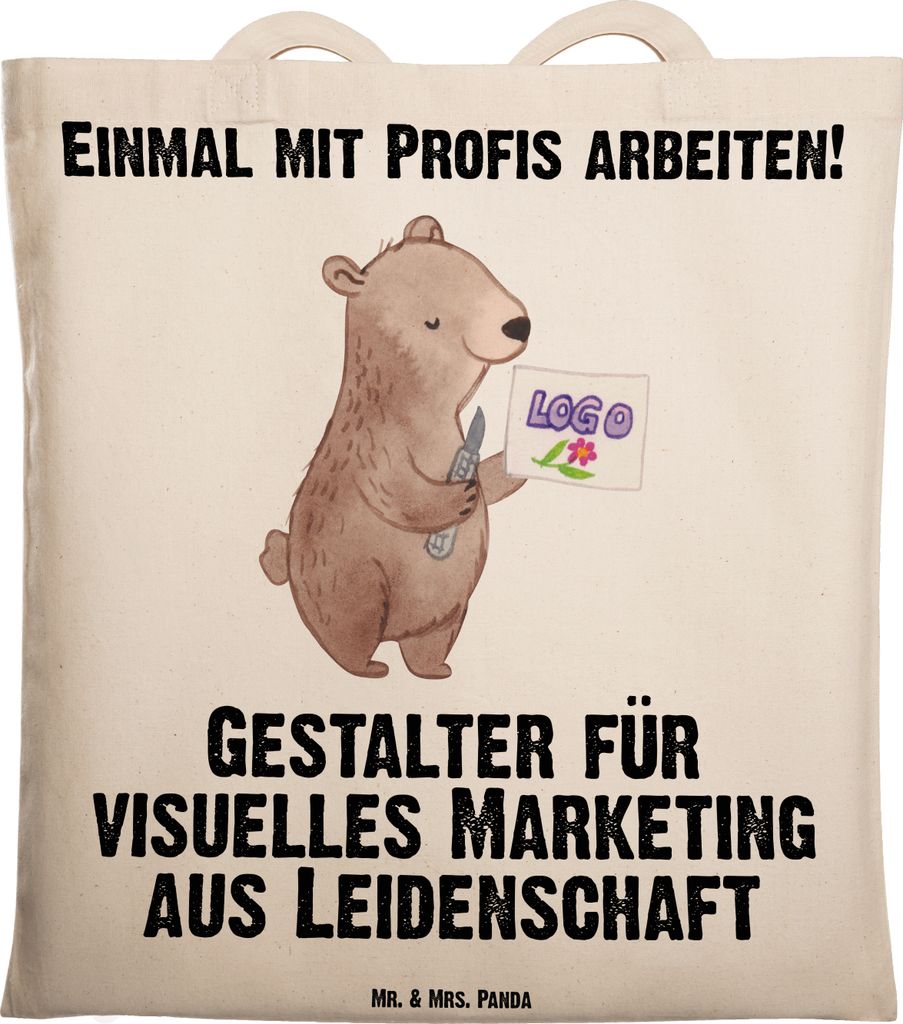 Mr. & Mrs. Panda Einkaufstasche Gestalter für visuelles Marketing Leidenschaft - Transparent - Geschenk, Tote Bag, Uni Tasche, Laptoptasche, Juteb...