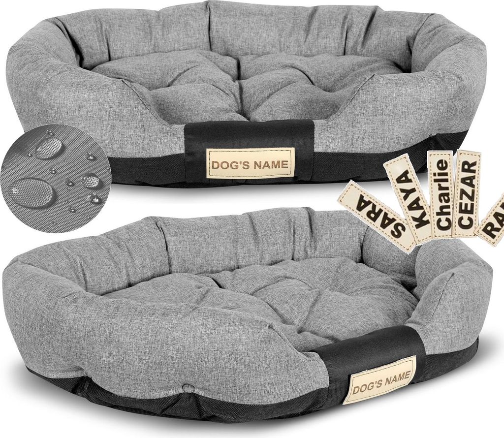 Hundebett 115x95 cm personalisiert wasserdicht grau