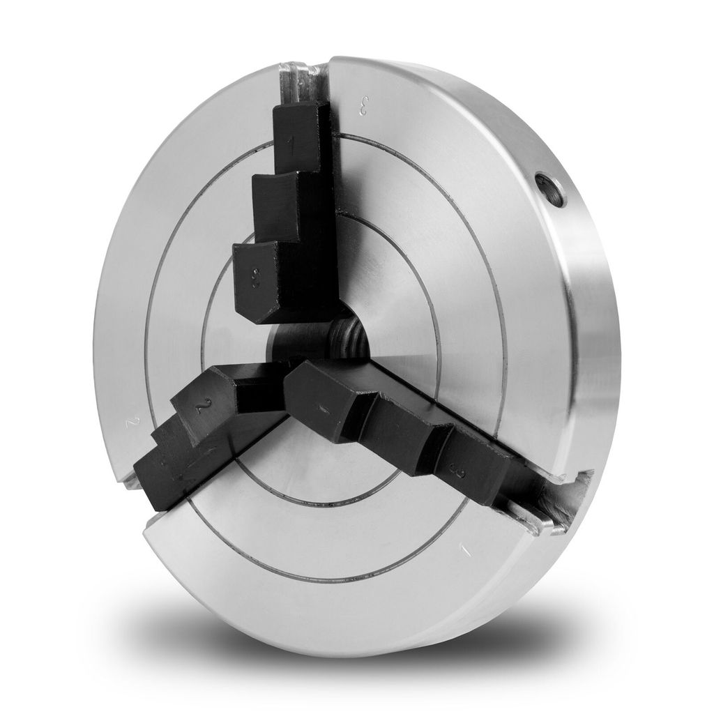 EBERTH Dreibackenfutter mit 100 mm Durchmesser, 4" 3-Backenfutter Selbstzentrierend, Anschluss-Gewinde 1"-8TPI, Inkl. Spannwerkzeug