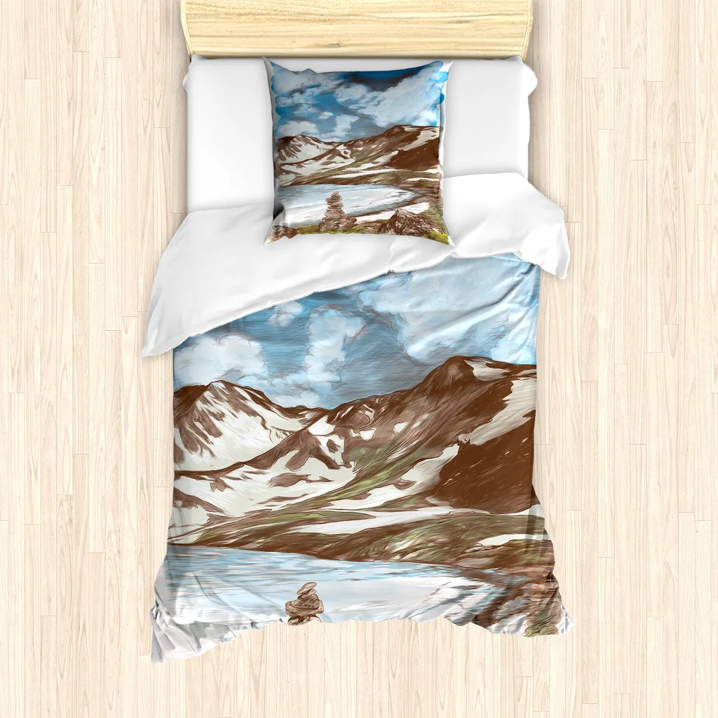 Copripiumino Verde Avocado 135x200 Snowy Mountains ABAKUHAUS