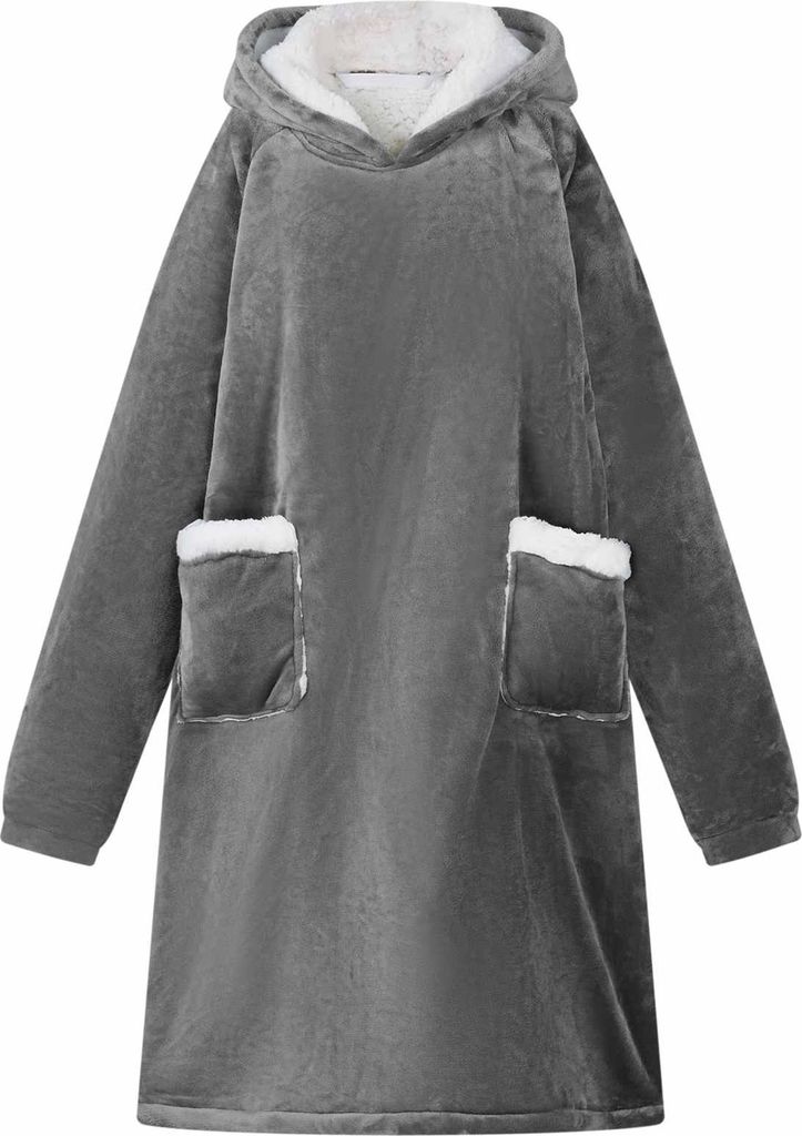 Decken-Hoodie Dunkelgrau M Fleece und Flanell