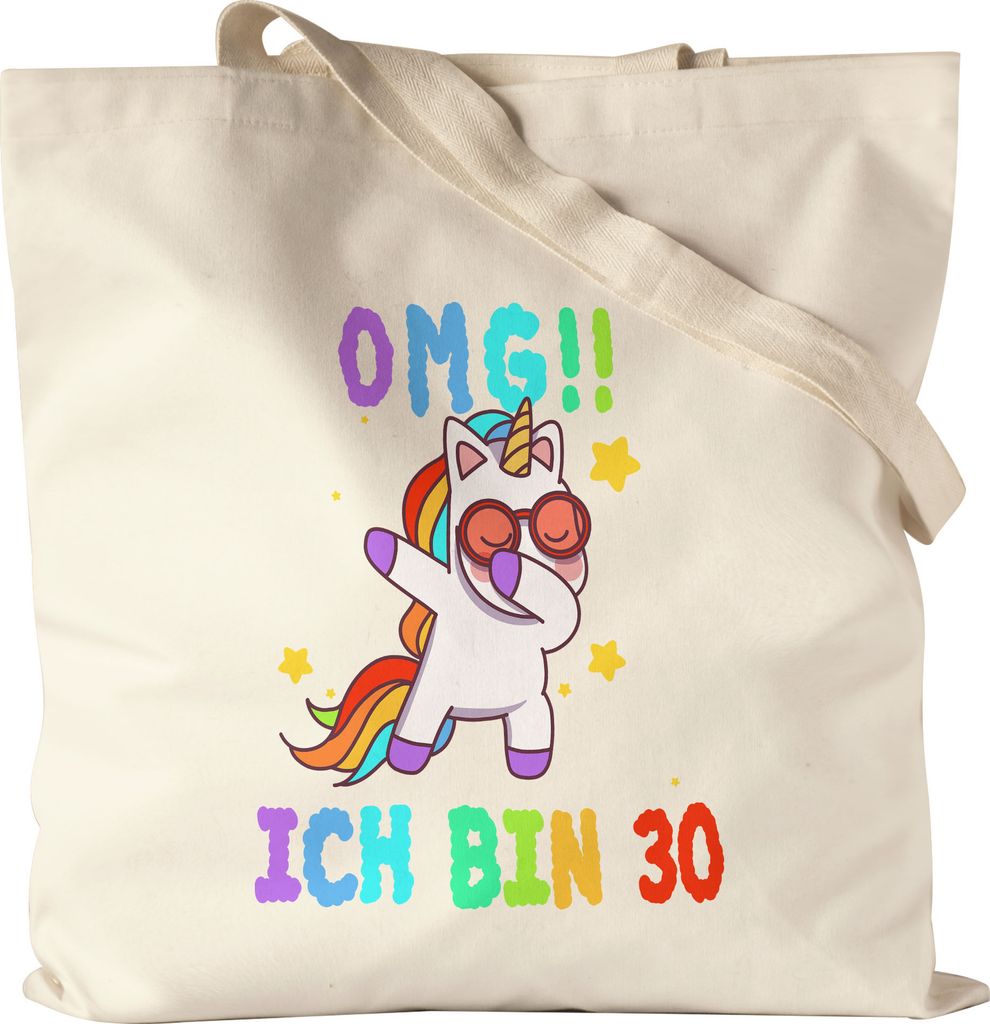 OMG! Ich Bin 30 Jutebeutel Stoffbeutel Canvas Unicorn Einhorn Dap Lustig Geschenkidee zum 30. Geburtstag