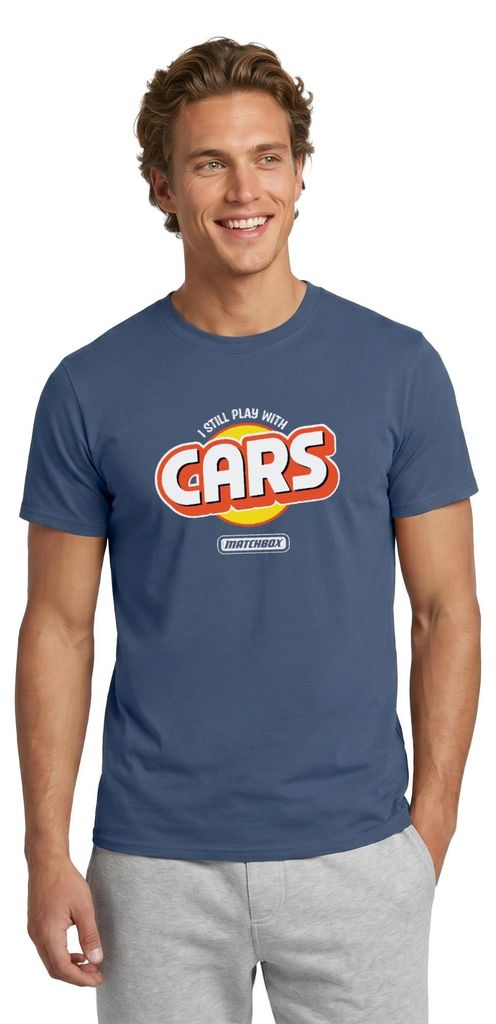 Spreadshirt Matchbox I Still Play With Cars Design Männer T-Shirt, M, Dunkles Denimblau