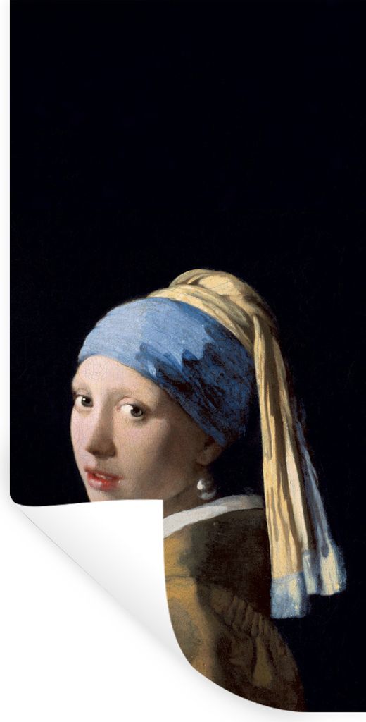 MuchoWow Wandtattoo Wandsticker Wandaufkleber Mädchen mit Perlenohrring - Vermeer - Kunst 80x160 cm Selbstklebend und Repositionierbar - Sticker...